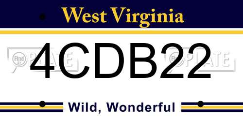4CDB22 West Virginia License Plate
