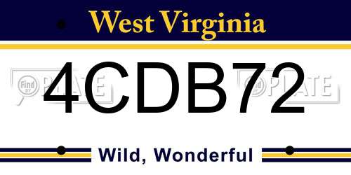 4CDB72 West Virginia License Plate