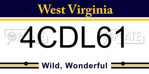 4CDL61 West Virginia License Plate