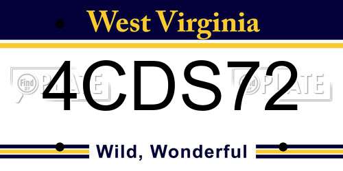 4CDS72 West Virginia License Plate