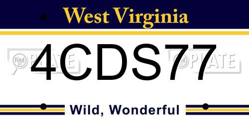 4CDS77 West Virginia License Plate