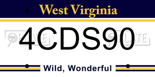 4CDS90 West Virginia License Plate