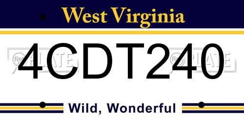 4CDT240 West Virginia License Plate