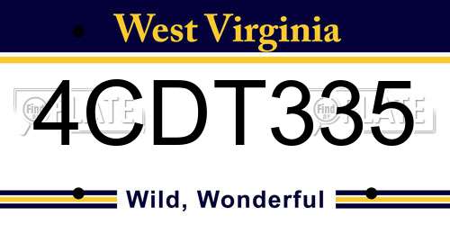 4CDT335 West Virginia License Plate