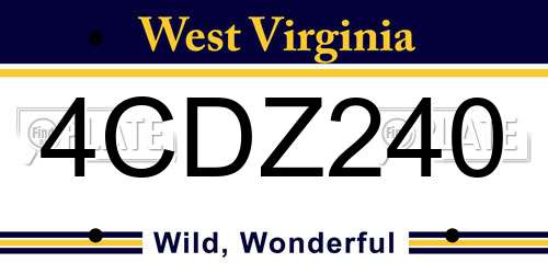4CDZ240 West Virginia License Plate