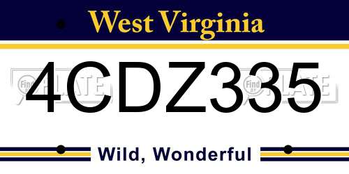 4CDZ335 West Virginia License Plate