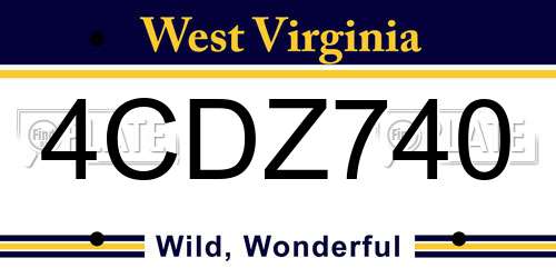 4CDZ740 West Virginia License Plate