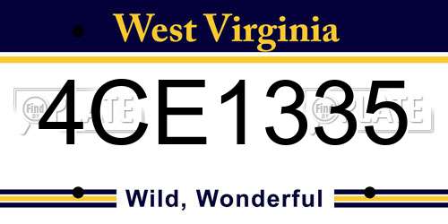 4CE1335 West Virginia License Plate