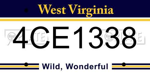 4CE1338 West Virginia License Plate