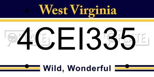 4CEI335 West Virginia License Plate
