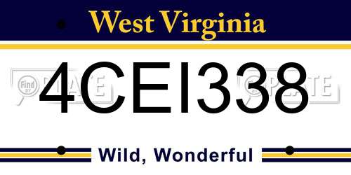 4CEI338 West Virginia License Plate