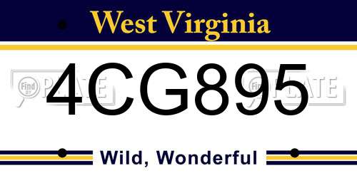 4CG895 West Virginia License Plate