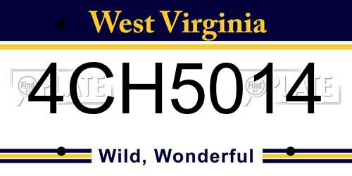 4CH5014 West Virginia License Plate