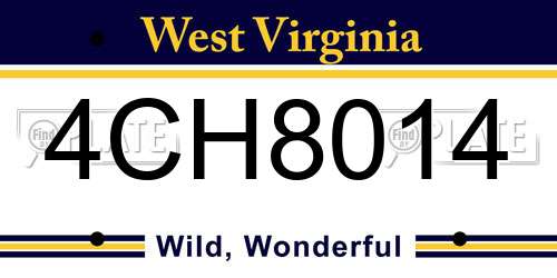4CH8014 West Virginia License Plate