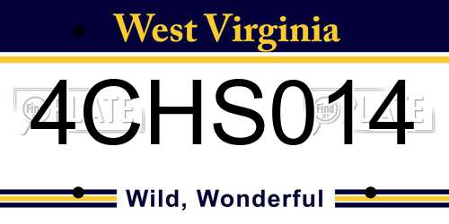 4CHS014 West Virginia License Plate