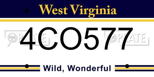 4CO577 West Virginia License Plate