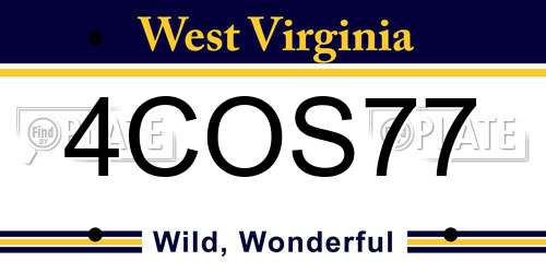 4COS77 West Virginia License Plate