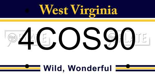4COS90 West Virginia License Plate