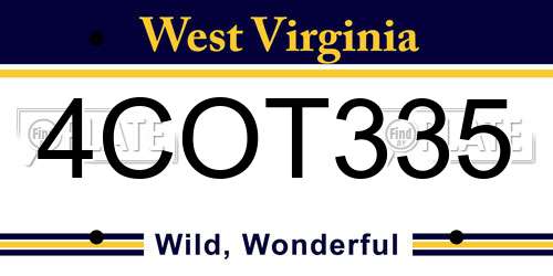 4COT335 West Virginia License Plate