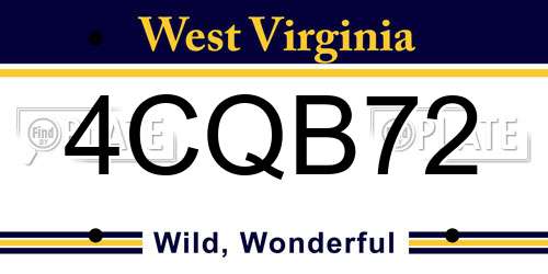 4CQB72 West Virginia License Plate
