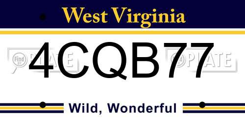 4CQB77 West Virginia License Plate