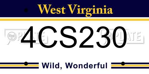 4CS230 West Virginia License Plate