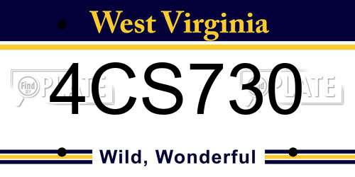 4CS730 West Virginia License Plate