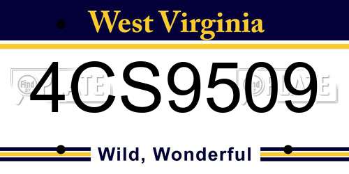 4CS9509 West Virginia License Plate
