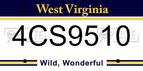 4CS9510 West Virginia License Plate