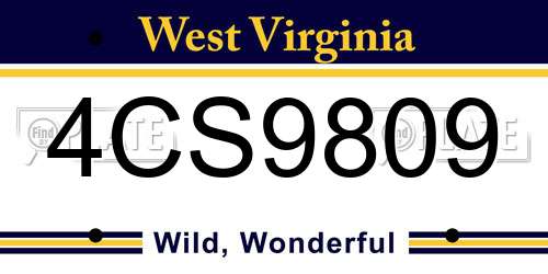4CS9809 West Virginia License Plate