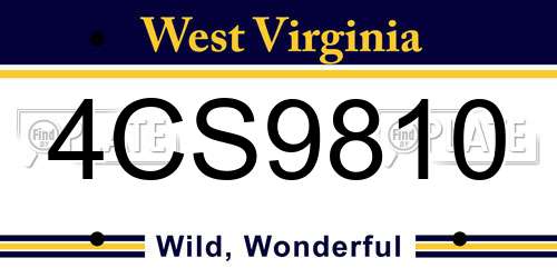 4CS9810 West Virginia License Plate