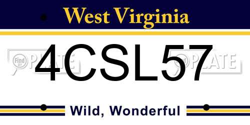 4CSL57 West Virginia License Plate