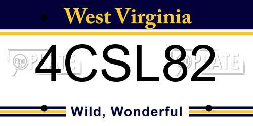 4CSL82 West Virginia License Plate