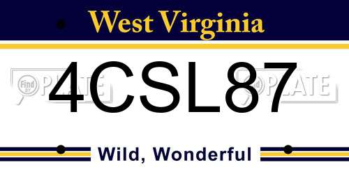 4CSL87 West Virginia License Plate
