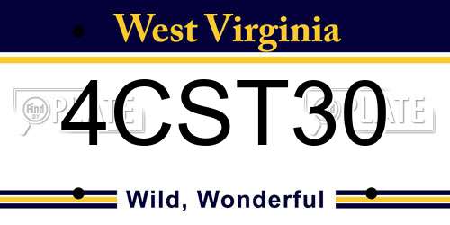 4CST30 West Virginia License Plate