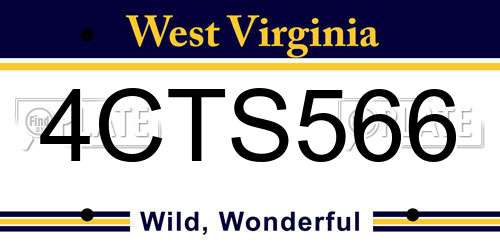 4CTS566 West Virginia License Plate