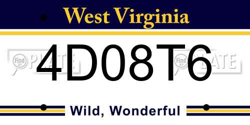 4D08T6 West Virginia License Plate