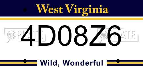 4D08Z6 West Virginia License Plate