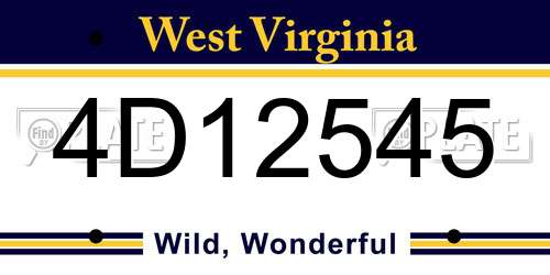 4D12545 West Virginia License Plate