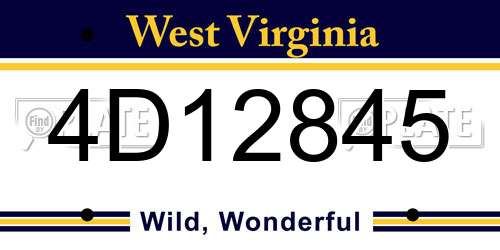 4D12845 West Virginia License Plate