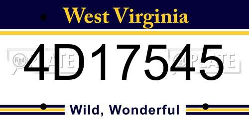 4D17545 West Virginia License Plate