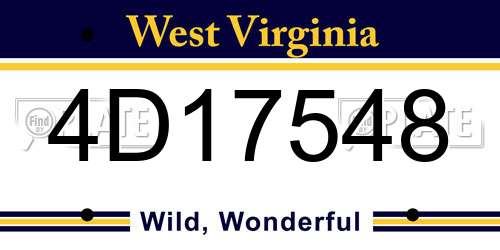 4D17548 West Virginia License Plate
