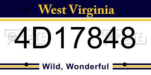 4D17848 West Virginia License Plate
