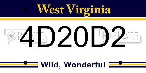 4D20D2 West Virginia License Plate