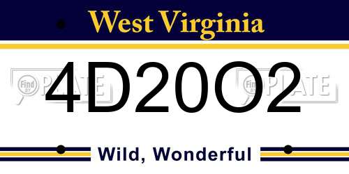 4D20O2 West Virginia License Plate