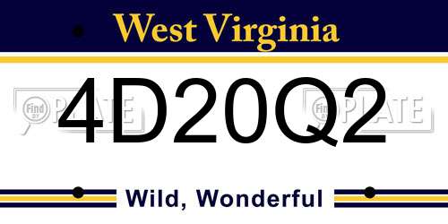 4D20Q2 West Virginia License Plate