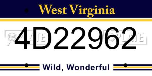 4D22962 West Virginia License Plate