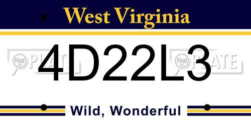 4D22L3 West Virginia License Plate