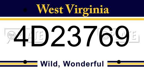 4D23769 West Virginia License Plate