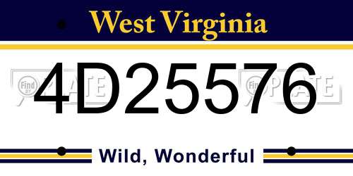 4D25576 West Virginia License Plate